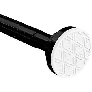 Foeska Teleskopstange Siler Duschvorhangstange ohne Bohren aus Edelstahl ausziehbare Kleiderstange durch Drehen verstellbar, sicherer Halt für Dusche und Badewanne (Schwarz, 50-130cm)