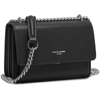 David Jones - Damen Kleine Umhängetasche Crossbody Bag Mini Clutch, Schwarz | PU Leder Frau Schultertasche, Ketten Klappe Handtasche, Elegante Schultertasche Modische Abendtasche Alltag Tasche Schicke