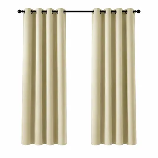 Deconovo Thermovorhang Beige Wohnzimmer Blickdicht Hitzeschutz Curtain | 2er Set, H175 x B140 cm, Vorhang mit Ösen, lichthemmend, Wärmeisolierend und gut passend für moderne Wohn- und Schlafzimmer