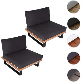 2er-Set Lounge-Sessel HWC-H54, Garten-Sessel, Spun Poly Akazie Holz FSC-zertifiziert Alu ~ hellbraun
