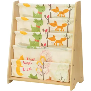 SONGMICS 4-stöckiges Bücherregal für Kinder, Aufbewahrungsregal für Bücher, Schulmaterialien, für Kinderzimmer oder Kindergarten, farbenfroh, ahornfarben, GKR71YL, Gelb