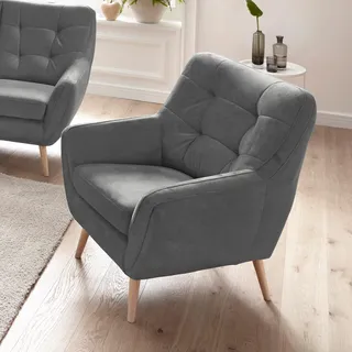 exxpo - sofa fashion Sessel Scandi Mikrofaser 87 x 92 x 92 cm grau