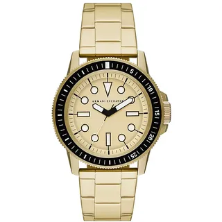 Armani Exchange Dreizeiger-Edelstahluhr für Herren, 44 mm Gehäusegröße mit Edelstahlarmband