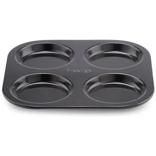 Prestige Inspire Brötchen Backform - Backblech mit 4 Mulden für Burger Buns, Brownie oder Yorkshire Pudding - Antihaftbeschichtung - Robuster Kohlenstoffstahl - 31 x 25 x 2cm