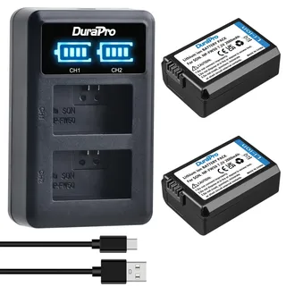 DuraPro 2X NP-FW50 Akku + LED USB Dual Ladegerät für Sony Alpha7 7ii 6500 6400 6300 6000 5100 SLT A55V A33 A35 A37 NEX-7 NEX-6 NEX-F3 NEX-3 NEX-5 NEX-5N NEX-5T Kamera