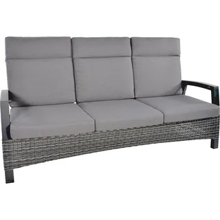 Loungesofa - 194,5x80x102 cm - Aluminium - Geflecht Grau/Anthrazit - Grau