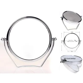 HIMRY Designed Kosmetik Spiegel/Kosmetikspiegel, 6 inch, 360° drehbar. 2 Spiegel: normal und 10 - Fach Vergrößerung, 13 cm ø, verchromten, KXD3102-10x, KX_TKD3102-10x, Silber