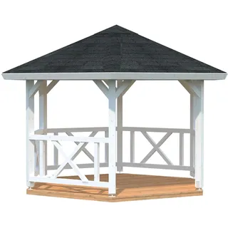 Palmako Pavillon Betty 9,9 m2 Weiß Grundiert 337 cm x 337 cm