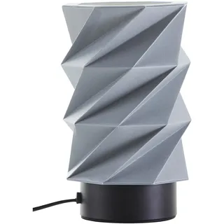 Lightbox Origami Tischlampe in Japandi Stil | 22 cm Höhe, Ø 14 cm | Nachttischleuchte mit grauem Papier Schirm | E27 Fassung | Schlafzimmer | aus Papier/Metall in Grau/Schwarz