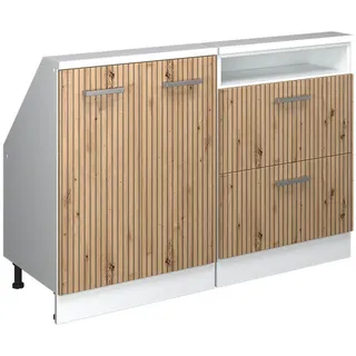 Vicco Küchenschrank FÜR Dachschrägen R-Line Artisan-Eiche 120 cm 2er Set , Eiche Artisan, Weiß , Holzwerkstoff , Rechteckig , 120x83.8x46 cm , Küchen, Küchenmöbel, Küchenschränke, Küchenunterschränke