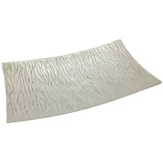 Ambia Home Dekoschale , Nickelfarben , Metall , rechteckig , 22.5x5x39.5 cm , Handmade in India , lebensmittelecht , Dekoration, Dekoschalen