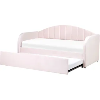 Beliani Ausziehbett Eyburie 90 x 200 cm pastellrosa