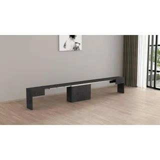 Dmora - Bank Ubertino, Sitzfläche für Esstisch, Einzelne ausziehbare Bank, 290x25x45 cm, Schiefer
