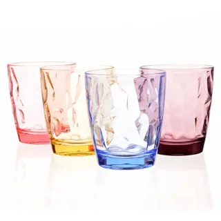 YINJOYI 300ml 4-er Set Gläser Wassergläser Farbig Plastikbecher Trinkgläser Set Bunt Trinkbecher Hartplastik becher Kinder Saftgläser Wiederverwendbar (4 Colors)