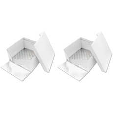 PME BCS877 KuchenBOX mit Kuchenboard Quadrat 33 x 33 x 15cm, Weiß (Packung mit 2)