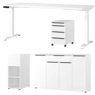 Germania Büromöbel-Set »Mailand« 4 Stk. tlg. inkl. Schreibtisch, Rollcontainer, Raumteiler und Sideboard, weiß