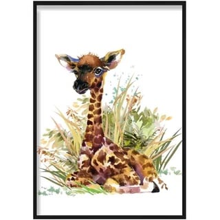 Artze Wall Art Baby Giraffe Aquarell-Poster, 50 cm Breite x 70 cm Höhe