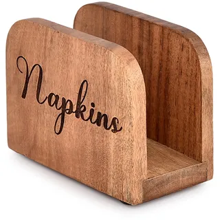Indus Lifespace Serviettenhalter aus Akazienholz für die Küche, aufrechter Papierservietten-Aufbewahrungsspender, Serviettenhalter für Küche, Esszimmer, Tischdekoration (13,97 x 6,98 x 10,16 cm)