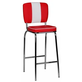 FineBuy 4er Set Barhocker American Diner Rot 50er Jahre Retro Barstuhl Sitzfläche mit Rücken-Lehne Fußstütze Sitzhöhe 76 cm - Rot