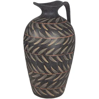 GILDE Krug/Vase Oliva - grün/schwarz - Keramik - gewischte sandige Oberfläche - Höhe 36 cm x Ø 20 cm