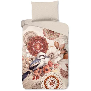 Bettwäsche , Sandfarben, Beige , Textil , Vogel , 140x200 cm , Oeko-Tex® Standard 100, BCI (Better Cotton Initiative) , atmungsaktiv, weiche und anschmiegsame Oberfläche , Heimtextilien, Bettwäsche & Leintücher, Bettwäsche, Flanell-Bettwäsche