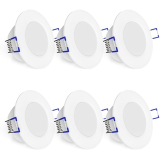 linovum WEEVO 6er Set IP44 Einbaustrahler LED 230V für Bad & Außen - runde Deckenspots neutralweiß 3,5W flacher Einbau 29 mm