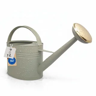 LIVLIG Gießkanne 5 Liter Moosgrau, hochwertige Metallgießkanne Garten | Premium Blumengießkanne für Balkon & Garten aus verzinktem Metall, mit abnehmbarem Gießkannenaufsatz aus Messing