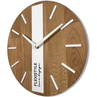 Flexistyle Modern Wanduhr 30 cm  - Braun/Weiß