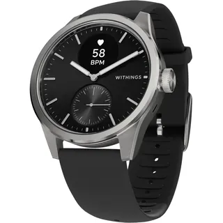 Withings ScanWatch 2 BT 42 mm Edelstahlgehäuse silber Kautschukarmband schwarz One Size