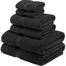 Superior 6-teiliges Handtuch-Set aus ägyptischer Baumwolle, enthält 2 Badetücher, 2 Handtücher, 2 Gesichtstücher/Waschlappen, ultraweiche Luxus-Handtücher, dicke Plüsch-Essentials, Gästebad, Spa,