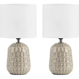 Konsimo Nachttischlampe STANDI 2St., Ecru, Keramik/Stoff, 31,5x16,5x11cm - Beige