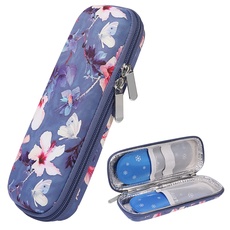 JAKAGO Insulin Kühltasche, Tragbare Insulin Pen Tasche mit 2 Nylon Kühlakkus für Diabetes Zubehör & Kühler Diabetes Medikamente (Flower)