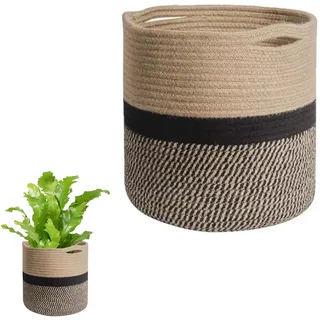 Aohyue Handgefertigter Blumenübertopf 20 cm – Pflanzkorb aus Baumwolle für Innen- und Außenbereich, Dekorativer Übertopf im Boho-Stil, Blumentöpfe und Pflanzgefäße