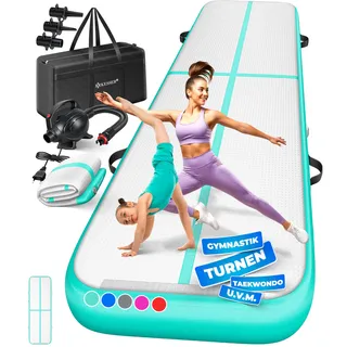 KESSER® Turnmatte Aufblasbar Airtrack 2m/3m/4m/5m/6m Fitness-Matte Gymnastikmatte | inkl. Tragetasche & elektr. Luftpumpe | Yogamatte, Tumbling Matten, Trainingsmatte, Turn- & Fitness