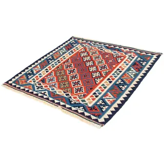 morgenland Wollteppich »Kelim - Oriental quadratisch - 103 x 100 cm - mehrfarbig«, quadratisch, 6 mm Höhe, Wohnzimmer, Einzelstück, bunt