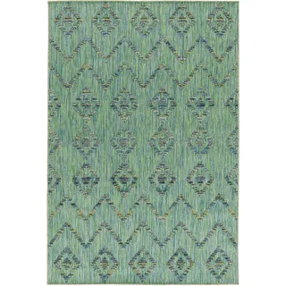 Bahama Wavy teppich indoor/outdoor hochtief effekt läufer 80x250cm grün - Grün