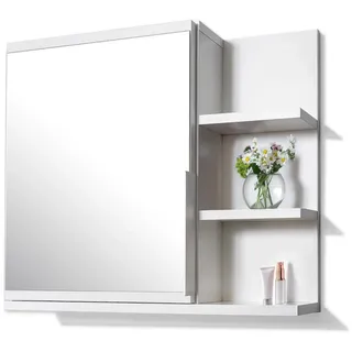Spiegelschrank 60x50 Weiß, Badezimmerschrank mit Ablagen, Badezimmerspiegel, Hängeschrank - Recht