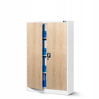 Jan Nowak C001K Aktenschrank 140 x 90 x 40 cm Weiß/Holzoptik