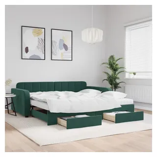 vidaXL Tagesbett Ausziehbar mit Schubladen Dunkelgrün 100x200 cm Samt