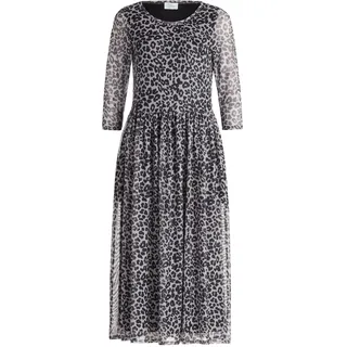 Maxikleid VERA MONT "Maxikleid mit Leoprint", Damen, Gr. 44, EURO, grau (grau, schwarz), 95% Polyester PES. 5% Elasthan EL., Kleider Maxikleid