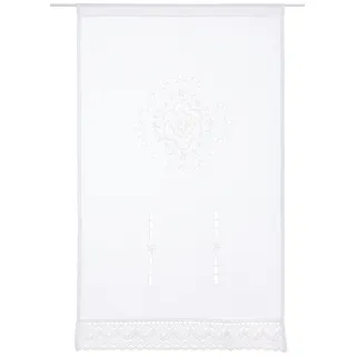 HOME WOHNIDEEN Home fashion 023/715-0105 100X0060CM Fensterbehang Leinenstruktur Bestickt, Stoff, Weiß, 100 x 60 cm