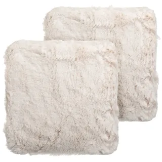 Brandsseller 2er Set Sitzkissen Teppich 38 x 38 cm Lammfelloptik quadratisch Kunstfell Fellimitat Langflorteppich Lammfellauflage Schaffellimitat - Creme