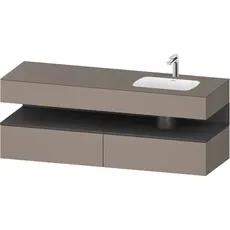 Duravit Qatego Einbauwaschtisch mit Konsolenwaschtischunterbau, 1600x550x600mm, Nische Graphit Matt, Becken rechts, QA4796049, Farbe: Basalt Matt