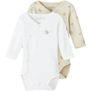 Name It Langarmwickelbody »NBNBODY 2P LS WRAP RAINY DAY BEE NOOS«, beige