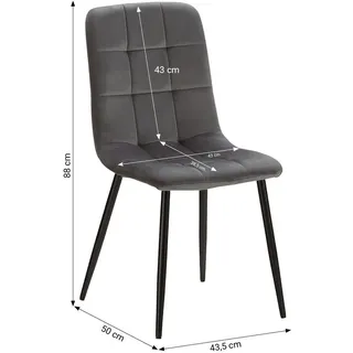 Homestyle4u Polsterstuhl Samt schwarz