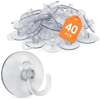 Spetebo Saugnapf mit Haken 40 Stück - Halterung für Lichterkette, Lichternetz etc. - Lichterkettenhalterung Saugnapf