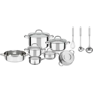 GSW Montreal Topf-Set 14-tlg. Kochtopf 14 cm + Kochtopf 16 cm + Kochtopf 20 cm + Kochtopf 24 cm + Stielkasserolle 14 cm + Pfanne 24 cm + Einsatz