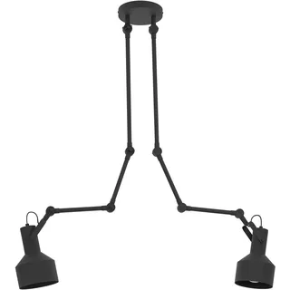 EGLO Pendelleuchte Takeley, 2 flammige Deckenlampe industrial, skandinavisch, Hängeleuchte aus Metall in Schwarz, Wohnzimmerlampe höhenverstellbar, Deckenleuchte mit E27 Fassung