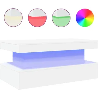 vidaXL Couchtisch mit LED-Leuchten Weiß 90x50x40 cm - Weiß