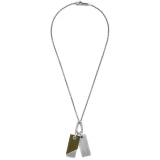 Emporio Armani Herren-Edelstahl-Halskette mit Karabinerverschluss, Mattes Silber